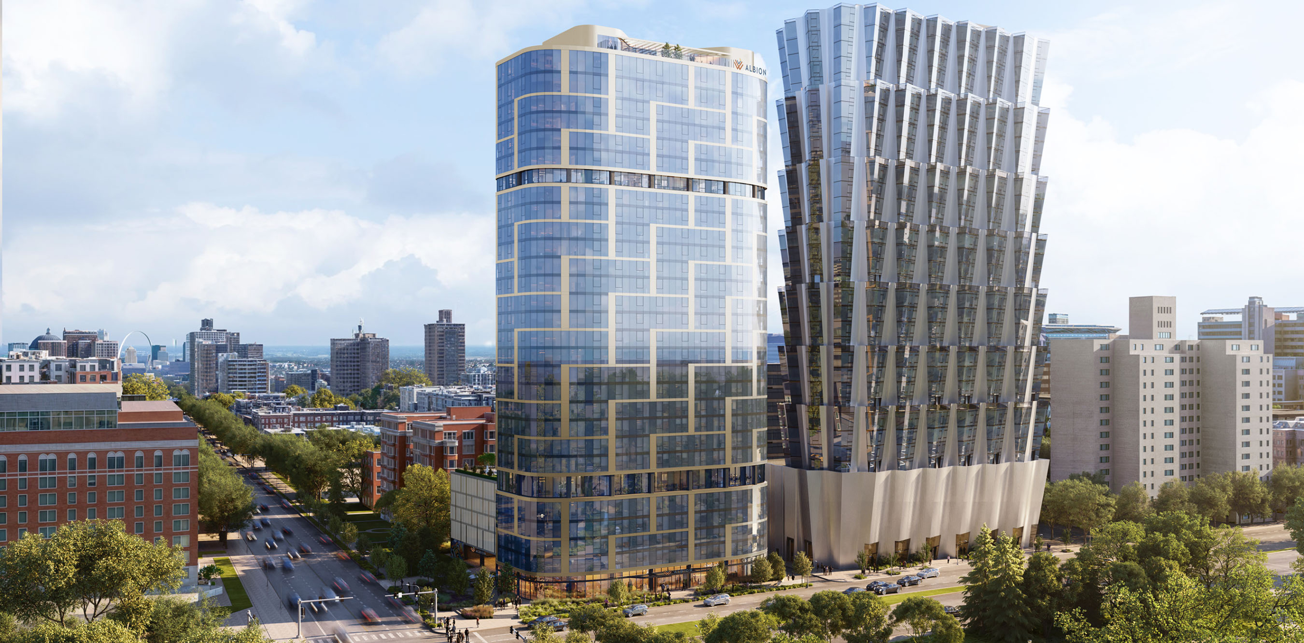Albion West End dramatic glass exterior